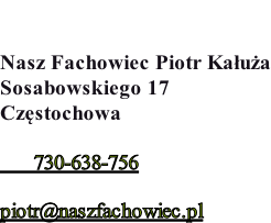 Nasz Fachowiec Piotr Kałuża Sosabowskiego 17 Częstochowa        730-638-756  piotr@naszfachowiec.pl